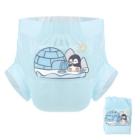 CutiePlusU Adult Diaper 3 Pieces Adult Diapers Sample Maximum Overnight Absorbency- Penguin Fishing (Medium 28"-38")