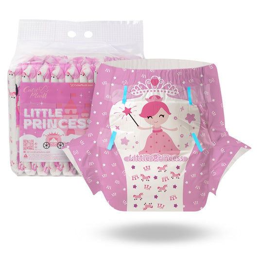 CutiePlusU Adult Diapers 10 Pieces Disposable Incontinence Briefs with Tabs for Women and Men Maximum Overnight Absorbency- Little Princess (Medium 28"-38")