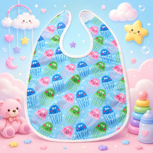 Premium Waterproof Adult Bib – Happy Jellyfish