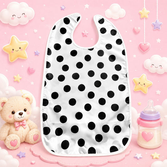 Premium Waterproof Adult Bib – Classic Polka Dots