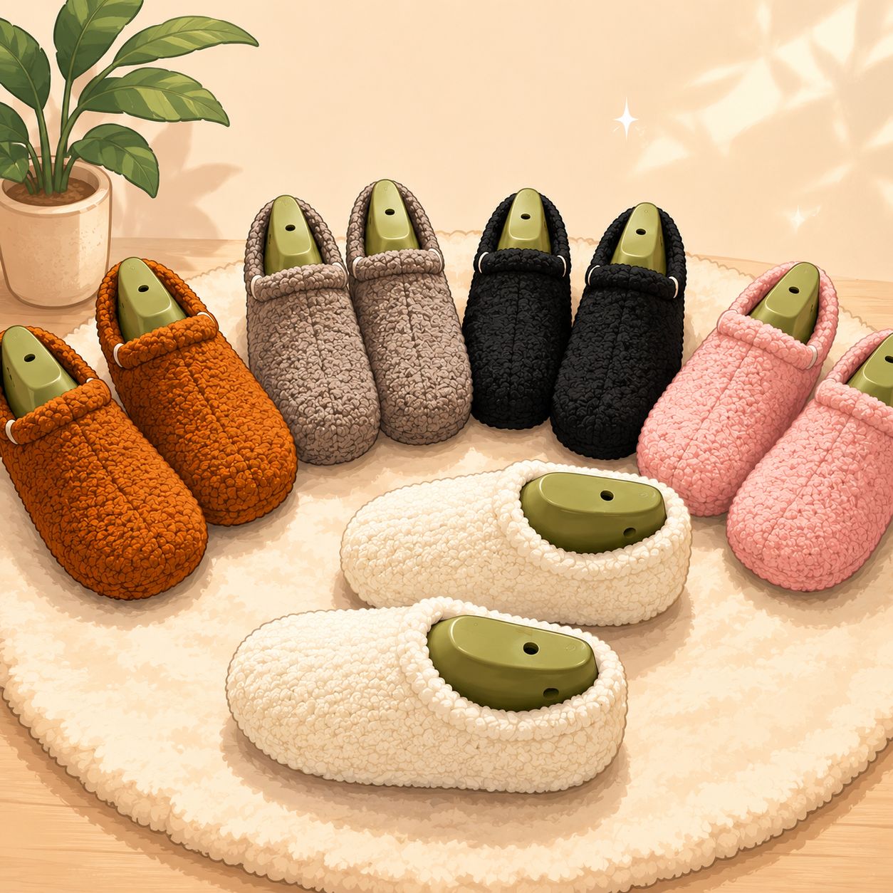 Teddy Plush Full Heel Slippers