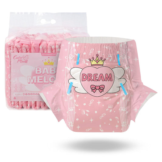 CutiePlusU Adult Diapers 10 Pieces Incontinence Briefs with Tabs for Women and Men Maximum Overnight Absorbency Styles Randomized- Joyful Notes (Large 37"-47")