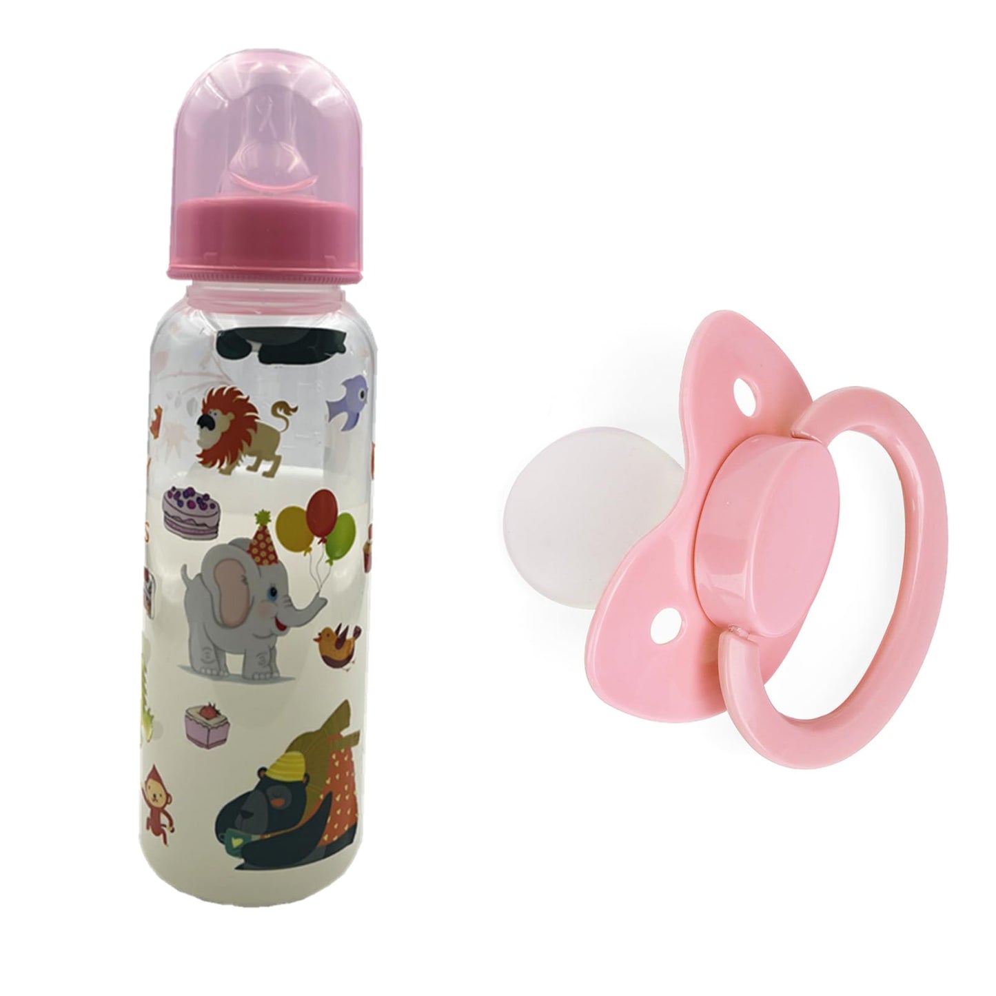 Adult Bottle & Pacifier Set 8oz/250mL (Bottle Print May Vary) (Pink)